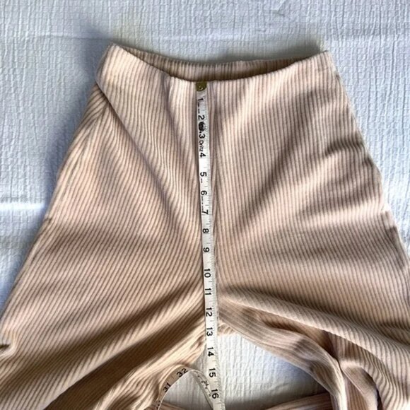 Mango Corduroy Pants with Black Ankle Cuffs and Puff Contrasting Hem Wide Beige - Picture 9 of 10